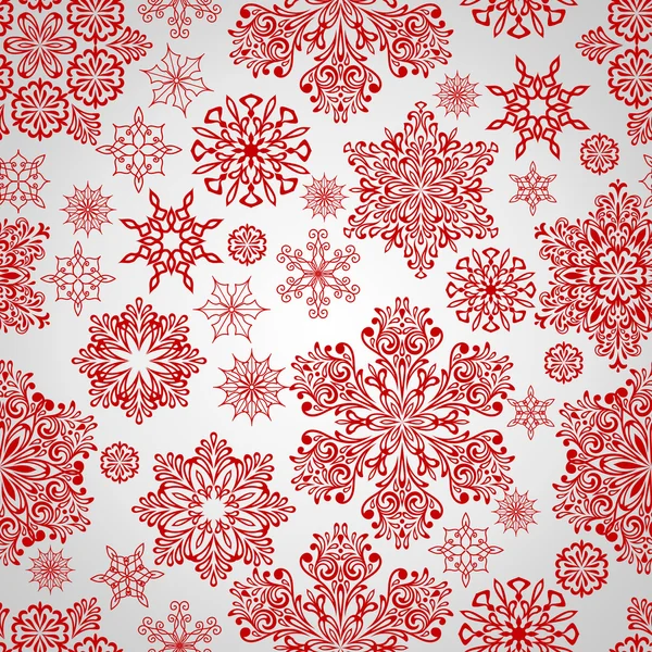 Vector naadloze patroon met rode sneeuwvlokken — Stockvector