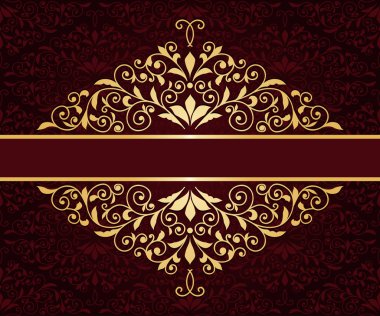 Altın Çerçeve içinde vintge sorunsuz pıtırtı ile vektör tebrik kartı