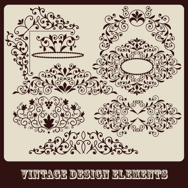 Elementi di design floreale vintage vettoriale — Vettoriale Stock