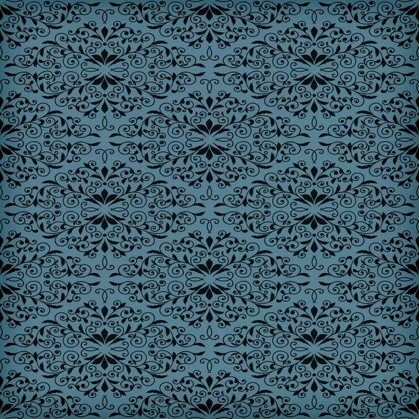 Patrón floral azul sin costura vectorial — Archivo Imágenes Vectoriales