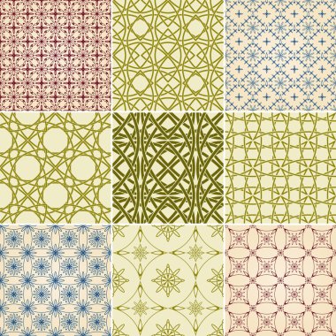 dokuz vektör Dikişsiz desen seti