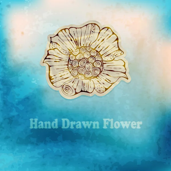 Funky Flower em fundo aquarela — Vetor de Stock