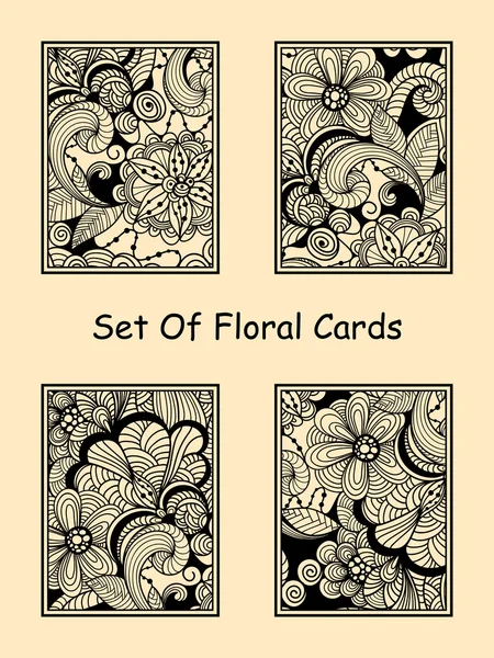 Cartões florais de Doodle sem costura vetorial — Vetor de Stock