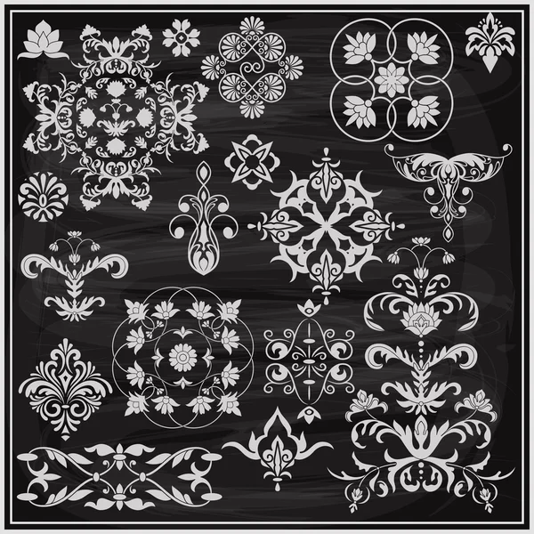 Vintage λευκό floral στοιχεία — Διανυσματικό Αρχείο