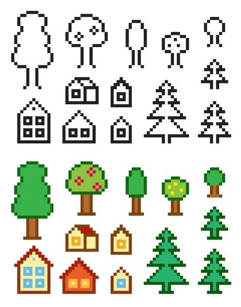 Maisons et arbres — Image vectorielle