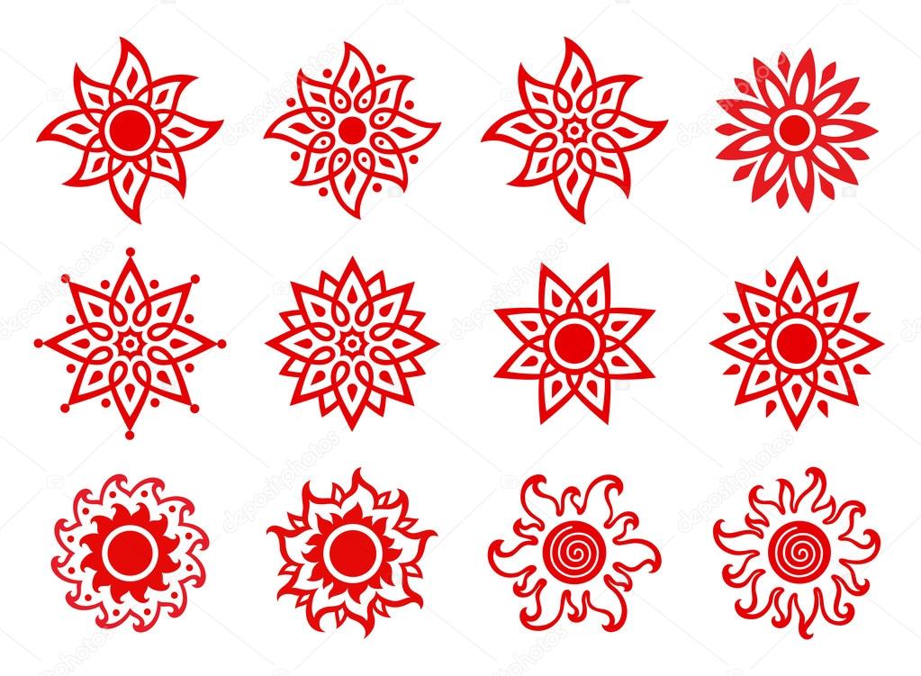 Set of various stylized suns. EPS 8