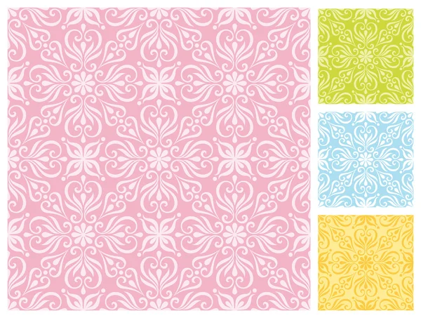 Seamless floral pattern in different pastel color schemes — Stock Vector