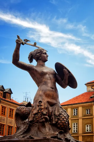 Siren Monument, Old Town in Warsaw, Poland — Stock Photo, Image