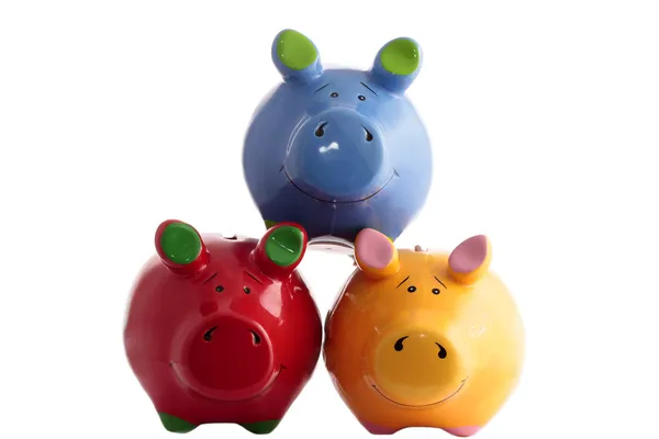 Three colorful piggy banks — Stock Photo, Image