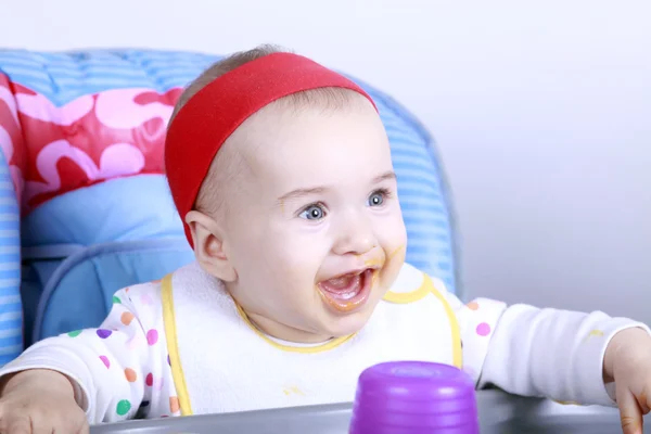 Baby enjoy her lunch — Stock Photo, Image