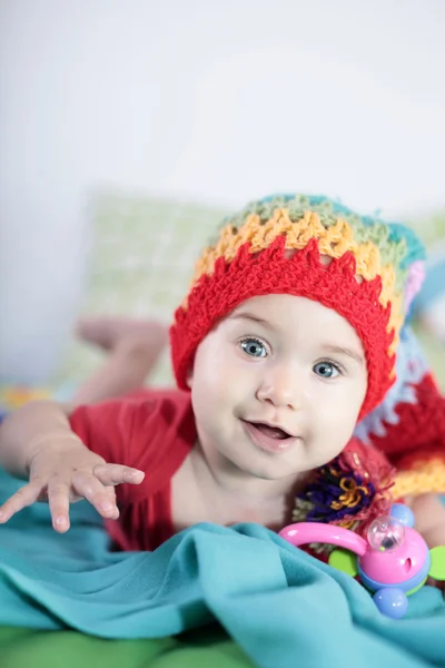 ニット帽の女の赤ちゃん ストック画像
