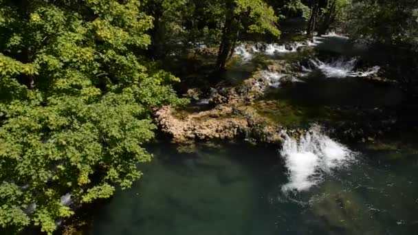 Waterfall in wild green nature — Stock Video