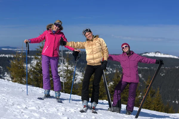Winter season fun with group of girls — Stock Photo, Image