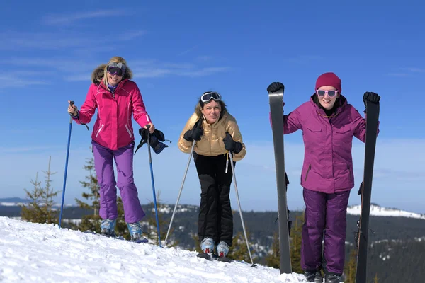 Winter season fun with group of girls — Stock Photo, Image