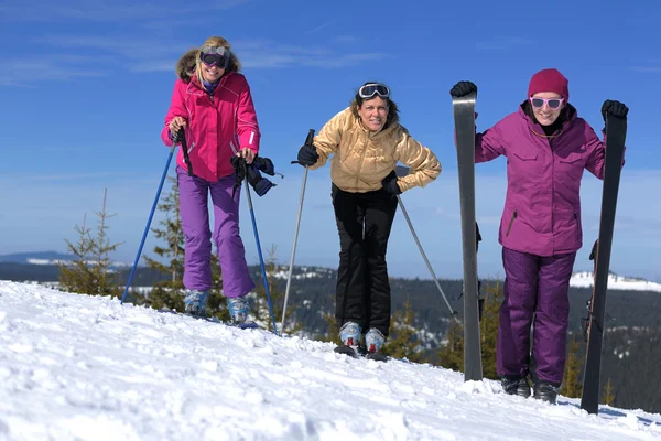 Invierno temporada de diversión con grupo de chicas —  Fotos de Stock