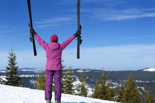 Hiver femme ski — Photo