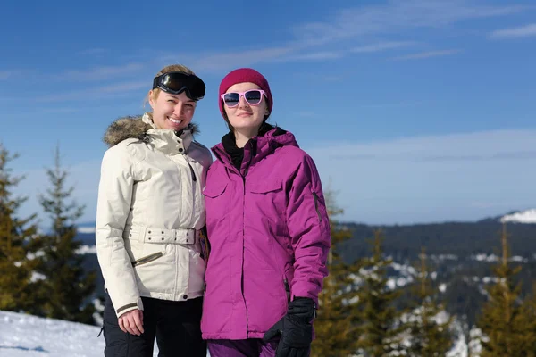 Winter season fun with group of girls — Stock Photo, Image