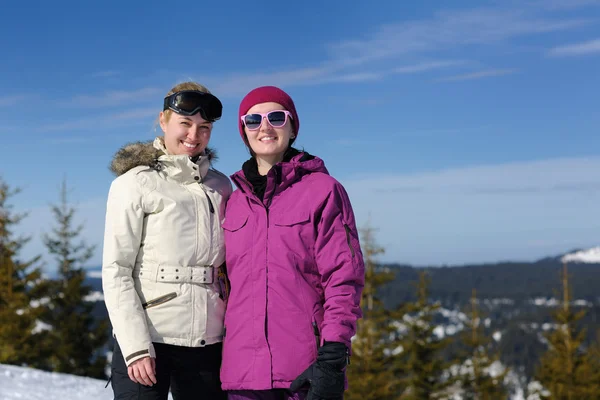 Winter season fun with group of girls — Stock Photo, Image