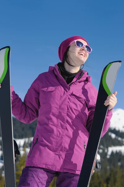 Winter woman ski — Stock Photo, Image