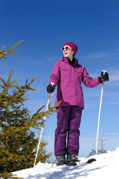 Winter woman ski — Stock Photo, Image