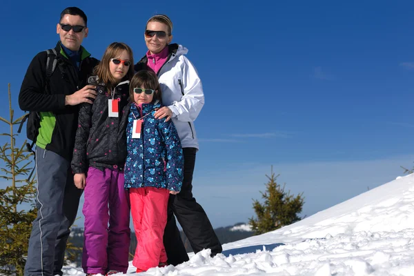 冬の幸せな若い家族の肖像画 — ストック写真