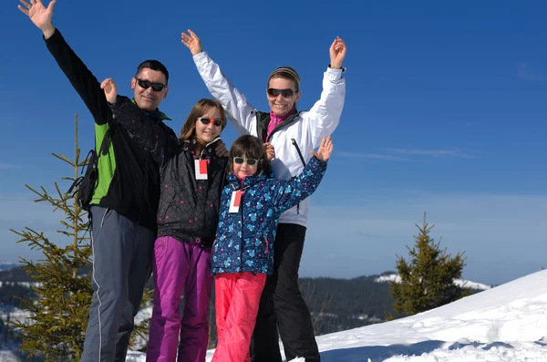 Ritratto di giovane famiglia felice in inverno — Foto Stock