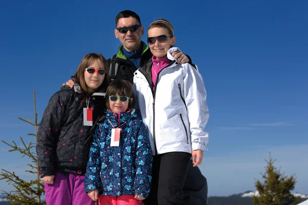 Retrato de família jovem feliz no inverno — Fotografia de Stock