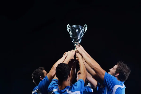 Soccer players celebrating victory — Stock Photo, Image