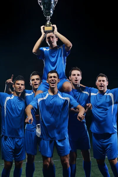 Soccer players celebrating victory — Stock Photo, Image