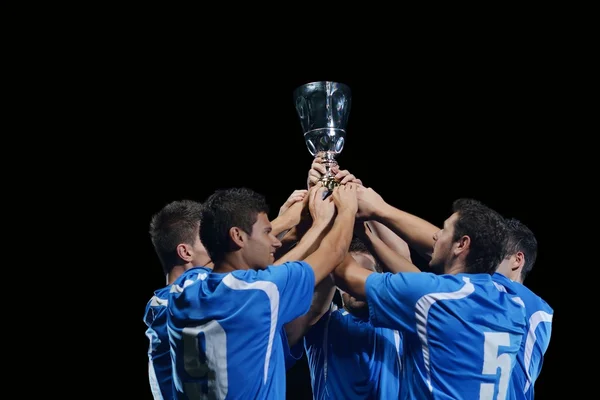 Soccer players celebrating victory — Stock Photo, Image