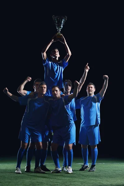 Soccer players celebrating victory — Stock Photo, Image