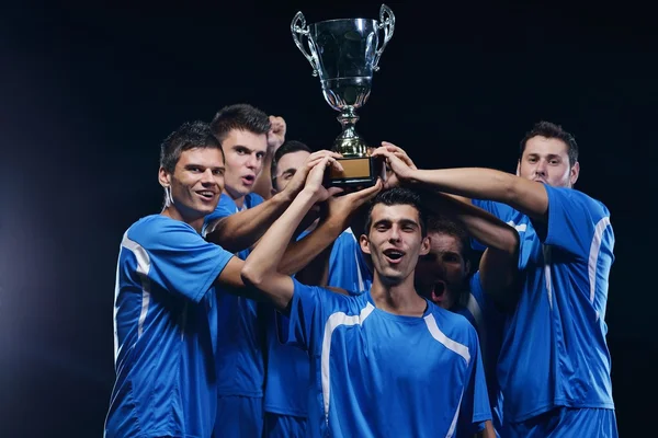 Soccer players celebrating victory — Stock Photo, Image