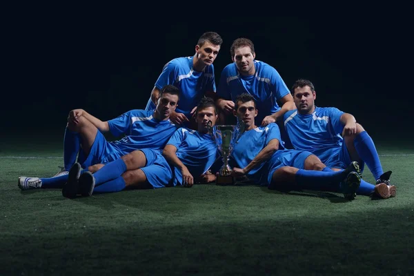 Soccer players celebrating victory — Stock Photo, Image