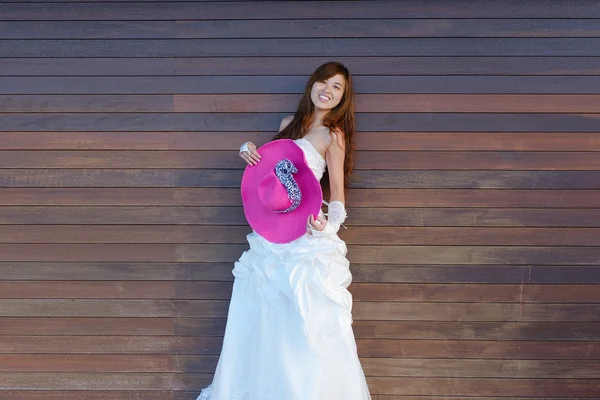 Asiático novia en playa — Foto de Stock