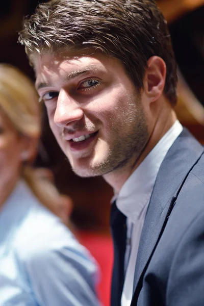 Happy young business man at office — Stock Photo, Image