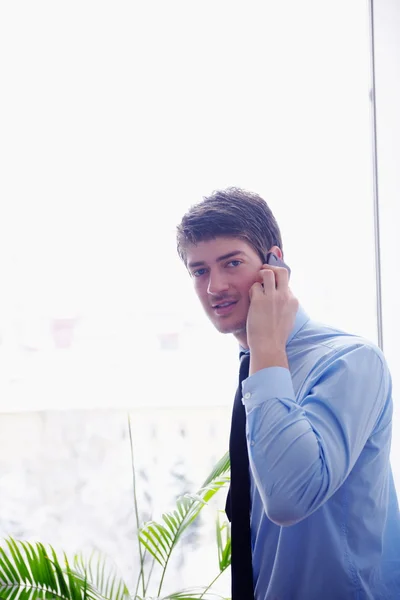 Cep telefonu ile konuşurken iş adamı — Stok fotoğraf