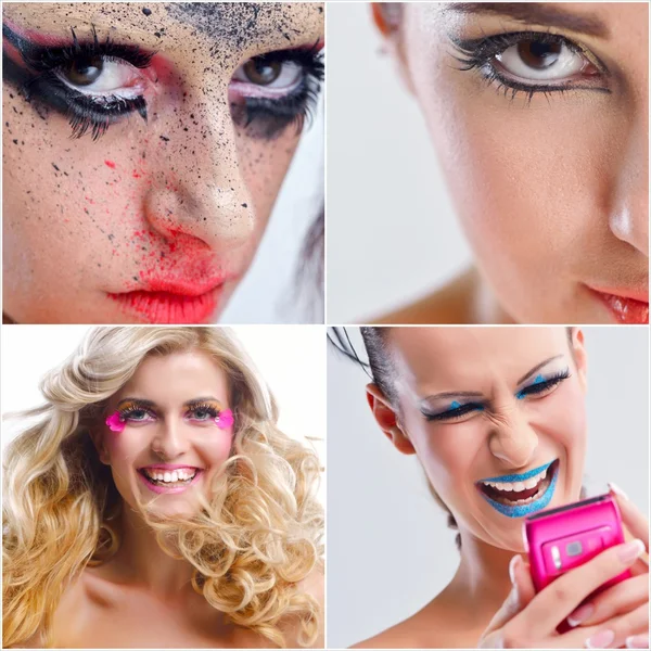 Photo de collage de Belle femme avec maquillage de luxe — Photo