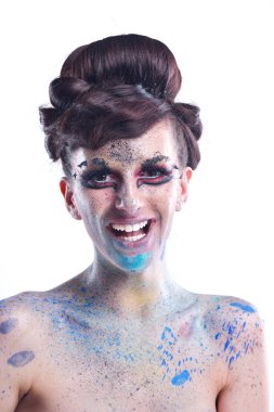 lüks makyaj ile güzel bir kadın