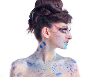 lüks makyaj ile güzel bir kadın