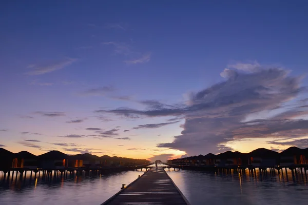 Paysage tropical de plage la nuit — Photo