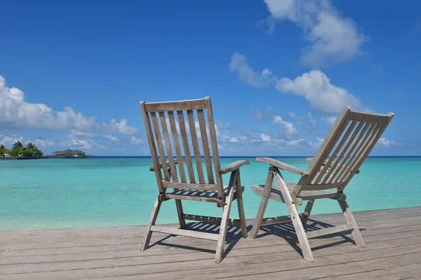 Tropical beach chairs — Stock Photo, Image