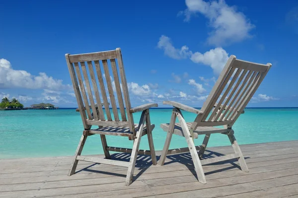 Tropical beach chairs — Stock Photo, Image