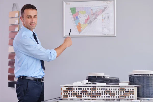 Happy young business man at office — Stock Photo, Image