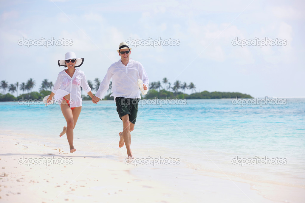 Young couple have fun at beach