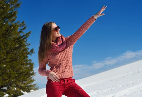 Mulher feliz no inverno — Fotografia de Stock