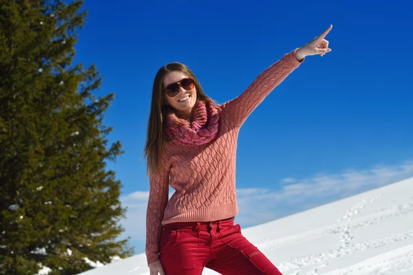 Vrouw aan het winter — Stockfoto