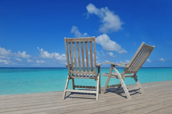 Tropical beach chairs — Stock Photo, Image