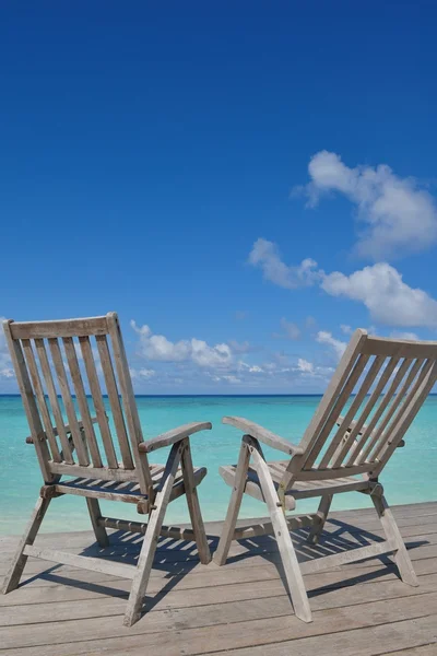 Tropical beach chairs — Stock Photo, Image