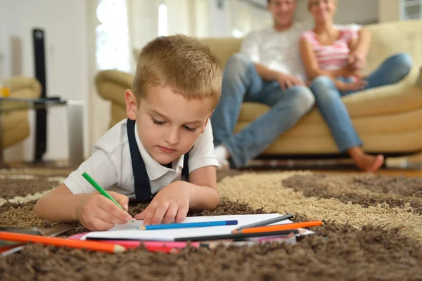 Familie thuis tekening — Stockfoto