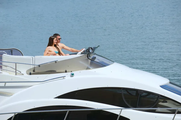 Young couple on yacht — Stock Photo, Image